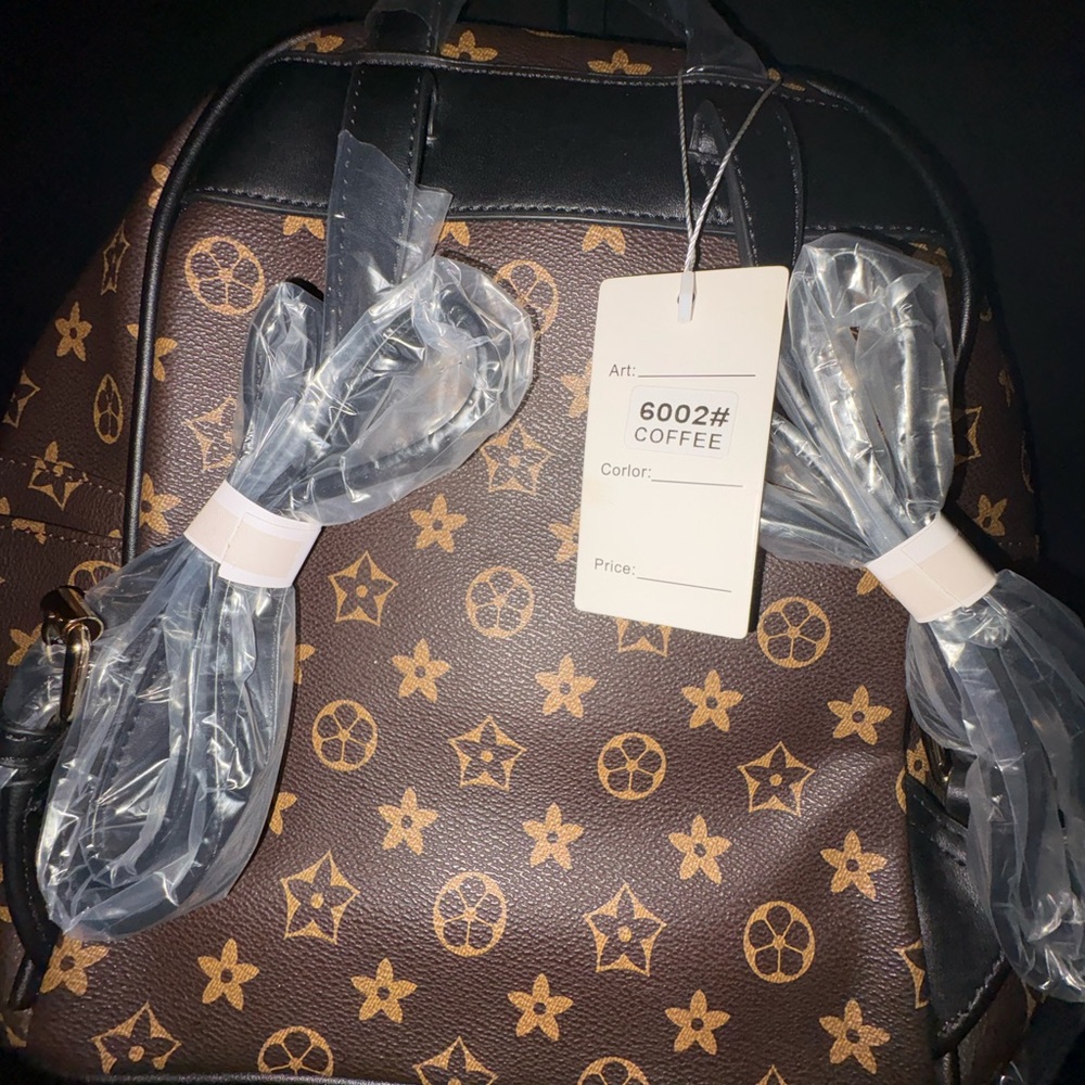 FASHION Brown Monogram Pattern Mini Backpack - Picture 2 of 4